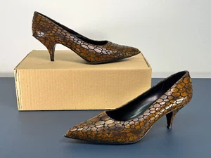 Blue Moon Damen Leder Pumps Heels Stiletto UK 5 EU 37,5-38 braun Schlangenoptik - Bild 1 von 7