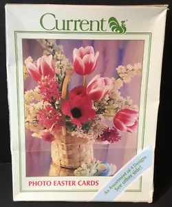 VTG 1987 Current Photo Easter Cards (4) NISP Flowers Lilies Chicks Eggs Bunny - Picture 1 of 3