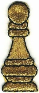 1.5" Gold Pawn Chess Piece Embroidery Patch - Picture 1 of 1