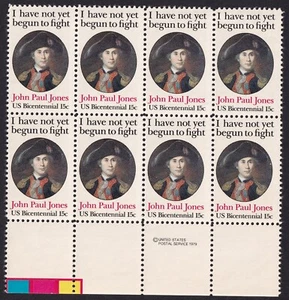 Scott #1789 John Paul Jones (Patriot, UVA) Block of 8 Stamps - MNH - Picture 1 of 1
