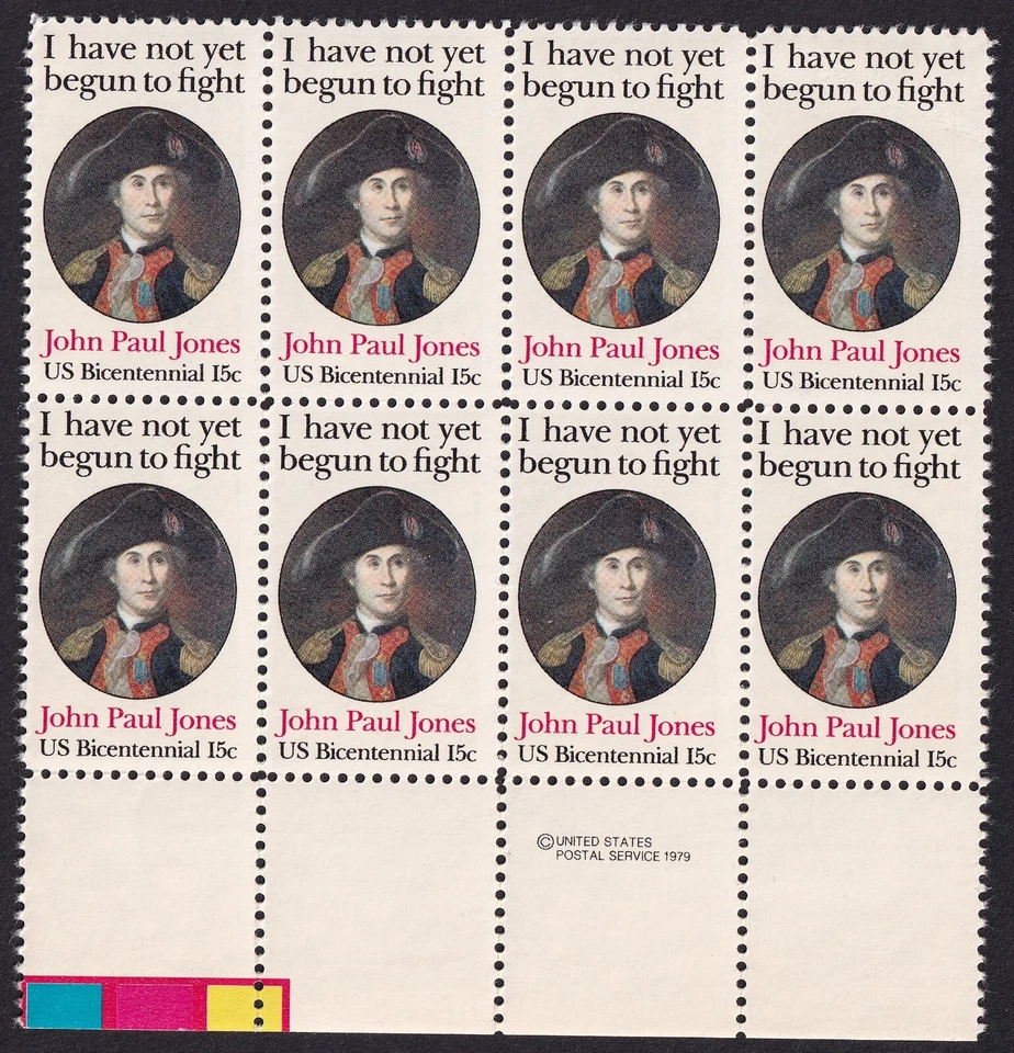 Scott #1789 John Paul Jones (Patriot, UVA) Block of 8 Stamps - MNH - Image 1 of 1