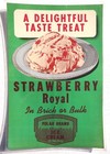 Vtg Strawberry Royal Ice Cream POLAR Advertising Sign / Poster / Lithograph