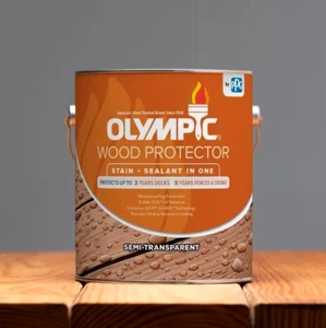Olympic Wood Protector Stain Plus Sealant, Semi-Transparent On Cedar - 1 Gallon - Picture 1 of 15