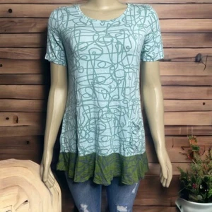 LOGO by Lora Goldstein “As Is” Knit Top Contrast Hem Size Small Pocket Summer - Picture 1 of 9