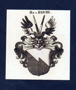 1780 - Herren von Reiche Original Kupferstich Wappen - Bild 1 von 1