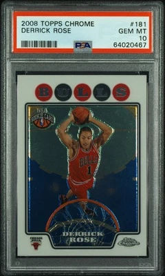 2008 TOPPS CHROME #181 DERRICK ROSE ROOKIE RC PSA 10 - Image 1 of 2