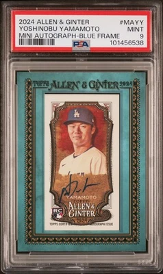 2024 TOPPS ALLEN & GINTER FRAMED AUTO BLUE RC YOSHINOBU YAMAMOTO 17/50 PSA9 POP1 - Image 1 of 2