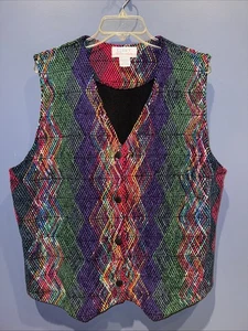 1X Vintage Weste, mehrfarbig gewebt, C.S.T. Studios 1980, Acryl geflochten - Bild 1 von 3