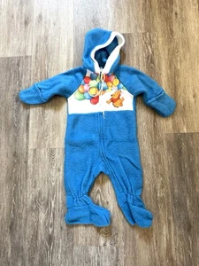 VINTAGE Winnie The Pooh 1 Piece 15-20Lbs 6-9M Hooded Footed Disney Sears Baby - Picture 1 of 17