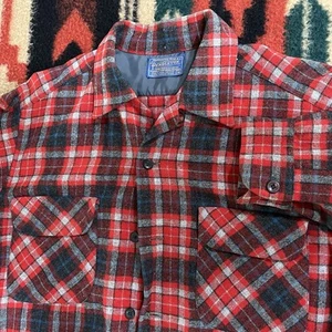 Vintage 60s Pendleton Wool Shirt Men’s Medium Red Plaid Made in USA - Bild 1 von 15