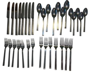Vera Wang Wedgwood Arden Edelstahl Messer Löffel Gabeln Posten 34 Teile Besteck - Bild 1 von 15