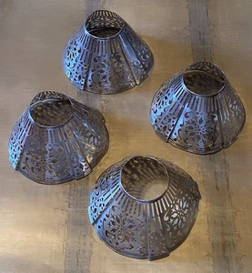 Vintage Gorham Co. Silver plate #0560 Pierced Candle Shades 4pcs - Picture 1 of 6