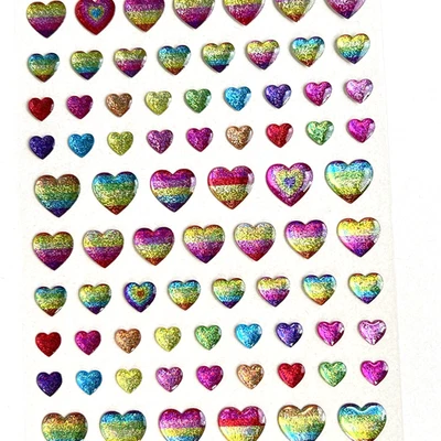 Блестящие радужные эпоксидные наклейки в виде сердца для скрапбукинга ведения журнала на День святого Валентина - Изображение 1 из 4