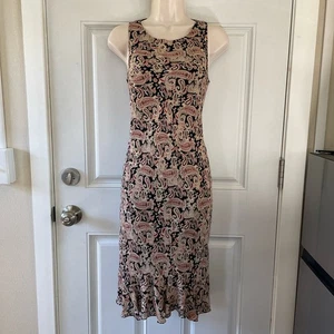Vintage Charter Club Paisley Print ärmelloses Seidenkleid Gr. 4 Boho Retro Indie - Bild 1 von 9