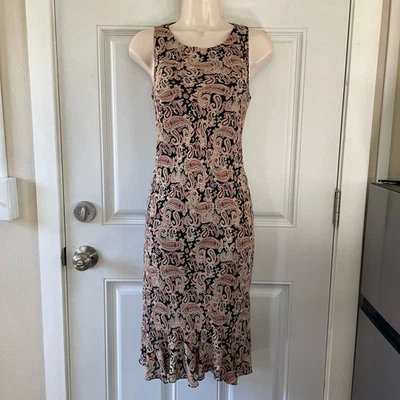 Vintage Charter Club Paisley Print Sleeveless Silk Dress Sz 4 Boho Retro Indie  - Image 1 of 4