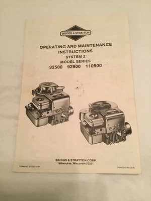 Briggs and Stratton-System 2 Operating Maintenance Instructions Manual - Image 1 of 3