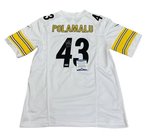 Hand Signed Autographed White Jersey Troy Polamalu Size M BECKETT COA - Picture 1 of 5