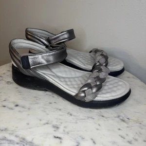 Jambu Relax Foam Sandals Womens Size 7.5 Gray Hook And Loop Comfort Ankle Strap - Picture 1 of 9