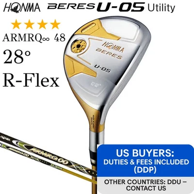 HONMA BERES U-05 4-Star GP U28 28° Hybrid R-Flex ARMRQ∞ 48 4S w/Headcover - Image 1 of 4