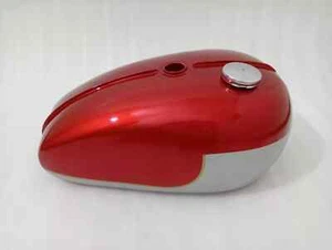 Fit For Triumph T140 Cherry & Silver Painted Steel Fuel Petrol Gas Tank +Cap - Picture 1 of 9