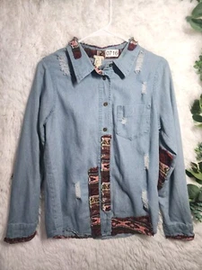 [716] Gimnicks by BKE Damen Gr. M blau Denim Boho bunt Knopfleiste - Bild 1 von 6