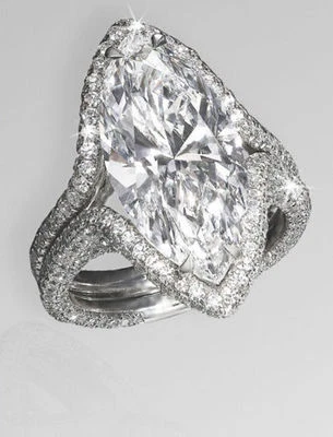 Solid Engagemet Ring jewelry 925 Sterling silver Marquise Split Shank Soliitaire - Image 1 of 2