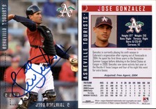 Jose Gonzalez Signed 2010 Grandstand Asheville Tourists #NNO Card Auto AU