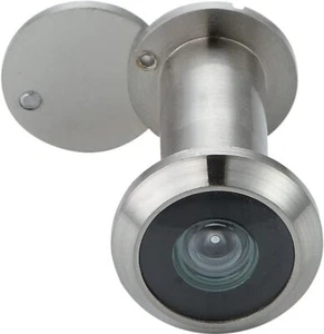 Peephole Front Door Viewer With Privacy Cover Oneway 220 Degrees In Satin Nickle - Picture 1 of 4