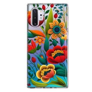 For Samsung Galaxy Note 10 Shockproof Case Red Orange Folk Style Flowers