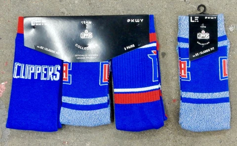 4 Pack NBA LA Clippers Logo Socks Crew Blue Red Baseline Varsity Los Angeles Cover