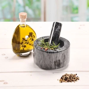 Kesper 71504 | Mörser mit Stößel aus Marmor schwarz poliert Ø 13 x H 8 cm - Bild 1 von 3