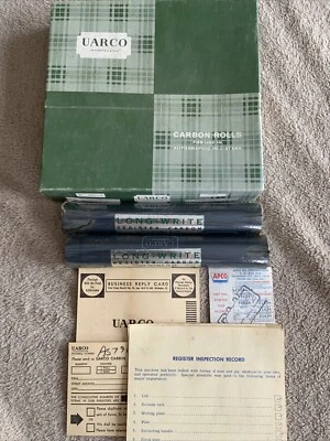 Винтажные углеродные рулоны UARCO 70-х United Autographic Register 2 шт. Обмотка 40 футов - Изображение 1 из 4