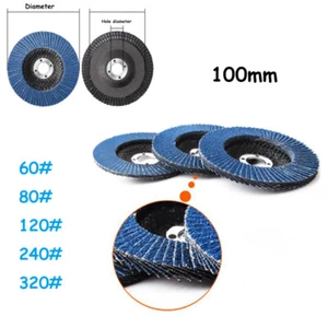 Flap Grinding Wheel 100mm 4" Sanding Discs 60 80 120 240 320 Grit Angle Blue - Picture 1 of 10