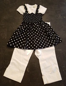 Children's Place TCP CP Vintage Black+White Polka Dot Top/Shirt+Capri Pants 5/6 - Picture 1 of 3