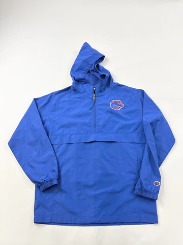 Boise State Broncos Jacket Youth Boys XL Blue 1/4 Zip Windbreaker Champion Cover