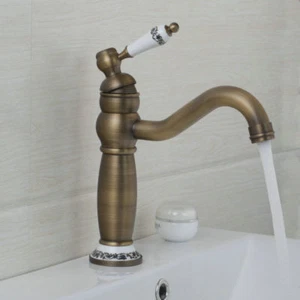 Grifo antiguo fregadero lavabo de latón cubierta batidora montada grifos de cerámica - Imagen 1 de 10