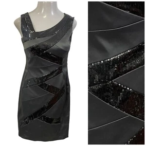 Signature by Sangria Dress Womens Size 6 Silver Sequin Date Elegant Cocktail - Picture 1 of 17