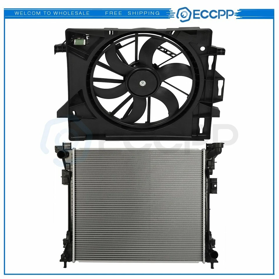 Radiator Cooling Fan Kit For 2008-2019 Dodge Grand Caravan 2012-2015 Ram C/V Foto 1 de 4