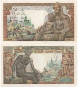 Frankreich - 1000 Francs 1943 UNC P. 102 Lemberg-Zp - Bild 1 von 1