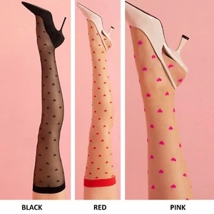 Bas femme Fiore Love Booster coeur Saint Valentin rose rouge noir 15 den - Foto 1 di 26