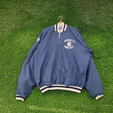 Vintage 80s 90s CHAMPION x UCONN Huskies 1/2 Zip Pullover Windbreaker 2XL Cover