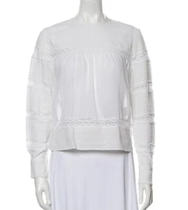 EUC White Isabel Marant Etoile Pintuck Lace Blouse 36 - Picture 1 of 3