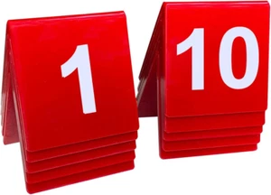 Acrylic Table Numbers 1-10 Double Sided White on Red - Wedding Reception Table T - Picture 1 of 4