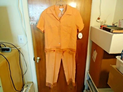 Vintage " NWT " I.S.C. Size M Orange Multi Color 2 Piece Set " BEAUTIFUL SET " - Image 1 of 4