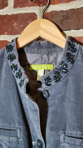Sigrid Olsen 6 gray jacket beaded brushed twill EUC - Picture 1 of 8