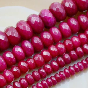 Faceted Ruby Jade Rondelle Beads 15" 2x4mm 3x5mm 4x6mm 5x8mm 6x10mm - Picture 1 of 7