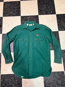Vintage L.L. BEAN Chamois Cloth Kayak Paddles Casual Shirt 90s Green 16 Tall - Picture 1 of 8