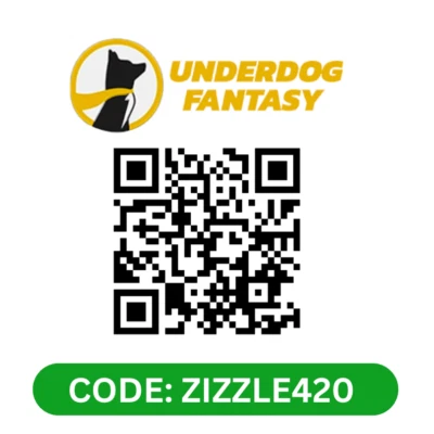 HUGE $1,000 Underdog Fantasy Bonus!  50% Deposit Match with Code: ZIZZLE420 - Image 1 of 2