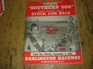 1956 Southern 500 program NASCAR Darlington Raceway rare Lineup card 7th annual - Picture 1 of 8