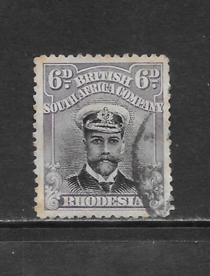 RHODESIA SCOTT 127 USED VF - 1913 6p LILAC & BLACK ISSUE - KING GEORGE V - Image 1 of 2
